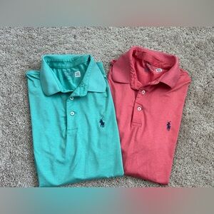 Polo by Ralph Lauren Men’s Green and Coral Polo Performance Shirts